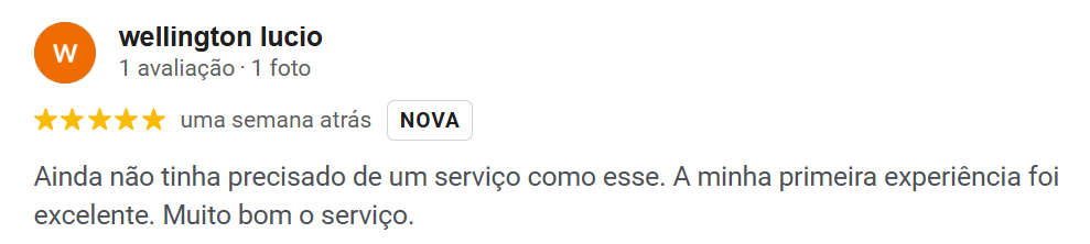 Avaliação real de cliente no Google: Wellington Lucio